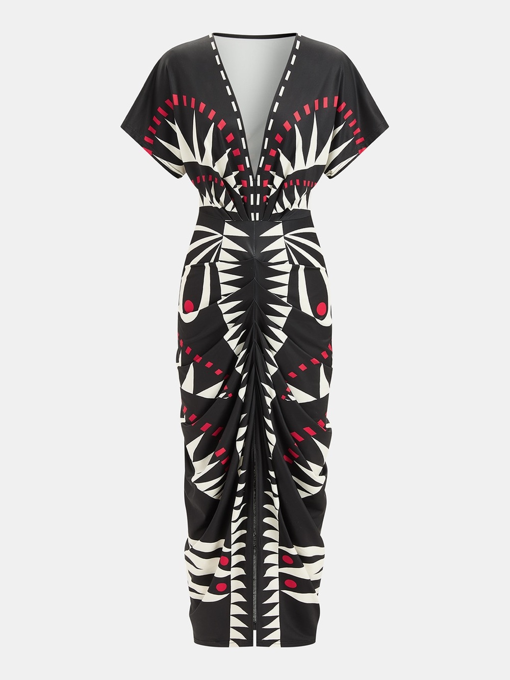 Commense Geometric Print V Midi Dress - Picture 2 of 8